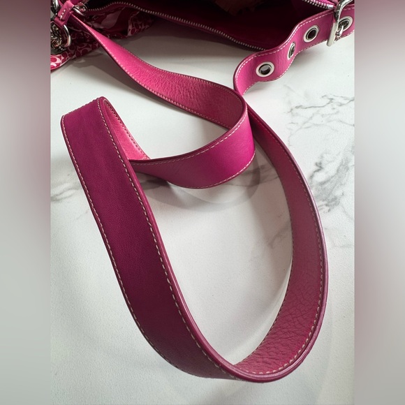 Coach Hot Pink Signature & Suede Bag #9362 - Picture 6 of 10